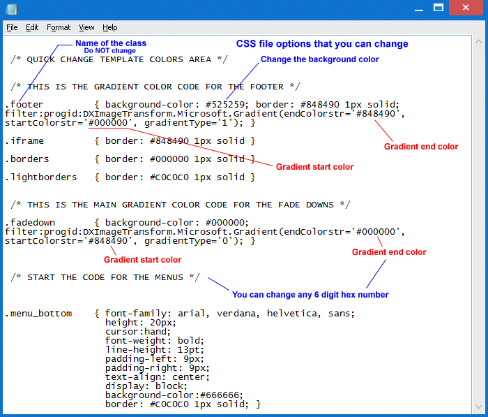 Template CSS File Editing