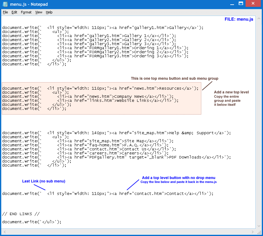 Horizontal Drop Menu Add Tab