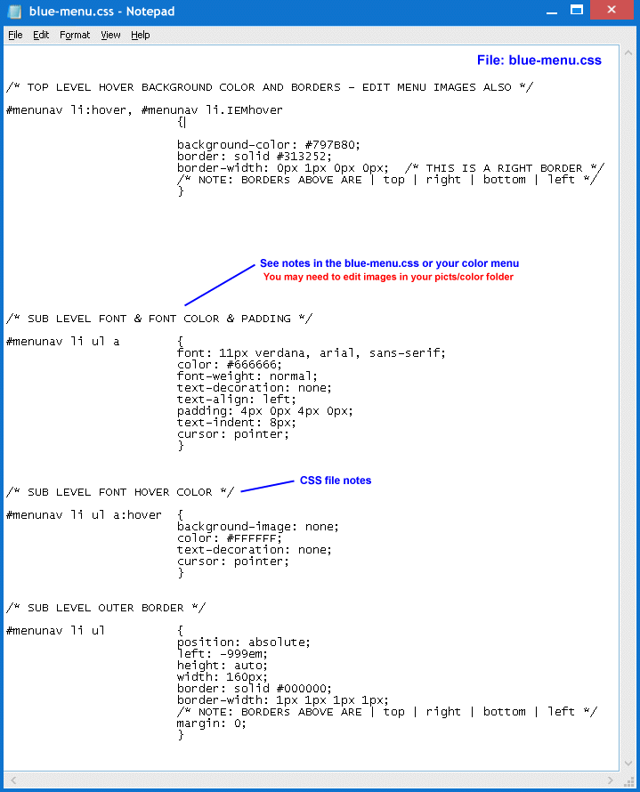 Editing Horizontal Drop Menu Colors