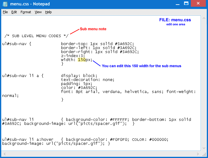 Editing Sub Menu Widths