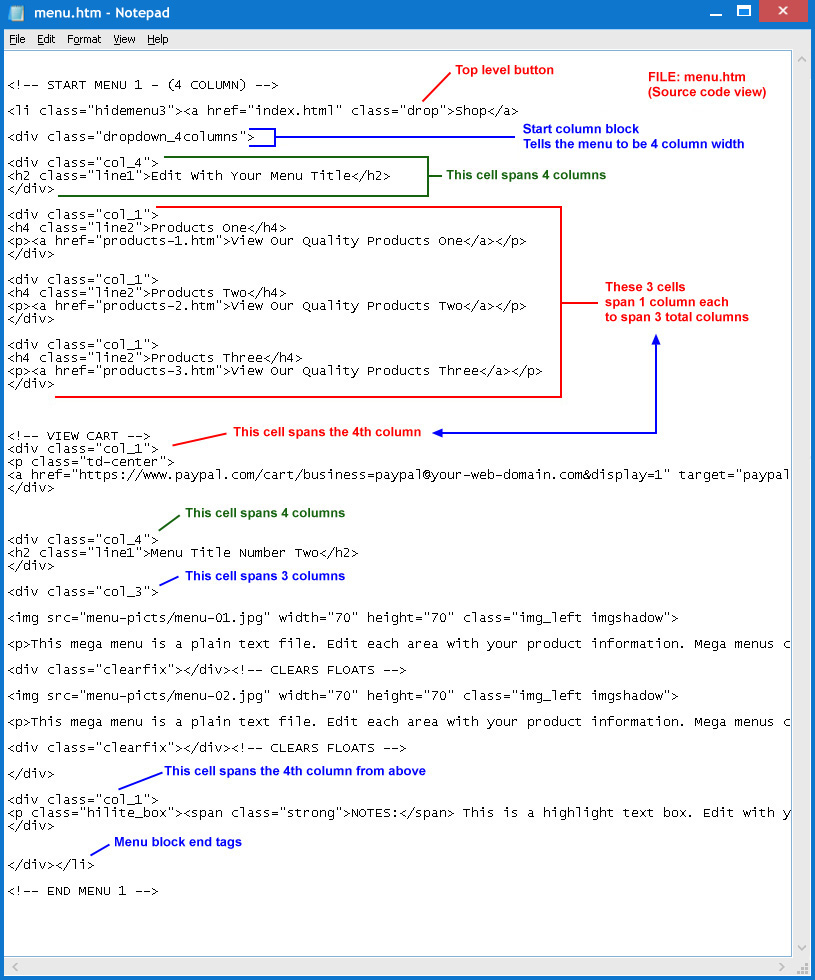 Mega Menu HTML Source