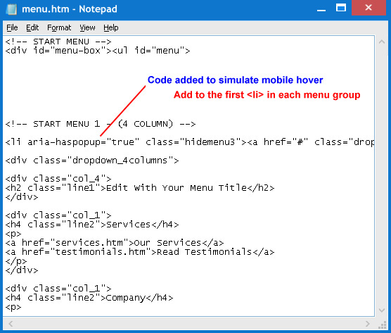 Mobile Simulate Hover Drop Menu Fix 1