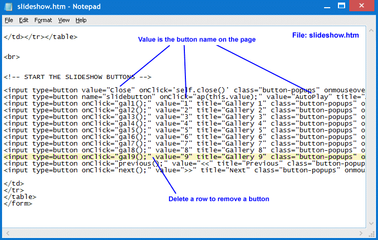 Visual Slideshow Buttons