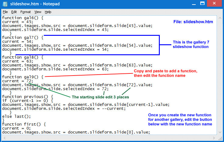 Visual Slideshow Functions