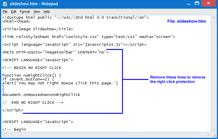 Slideshow Right Click Script