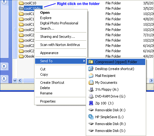 zipping folders in Windows