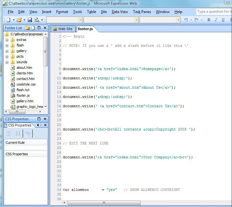 Expression Web Editing