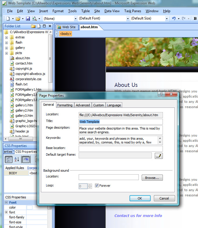Expression Web Title