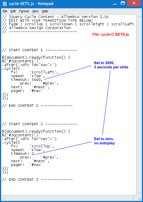 jQuery Content Options