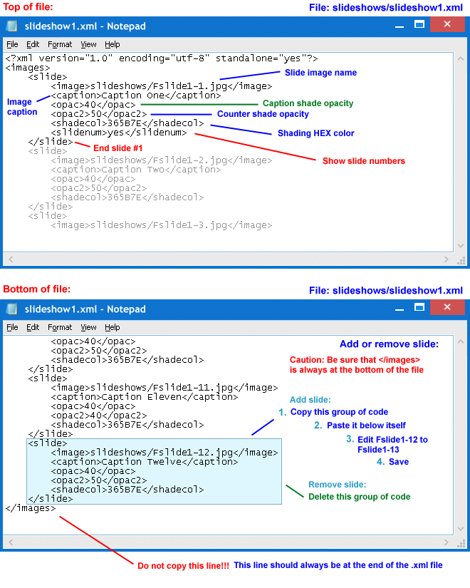Visual Slideshow XML