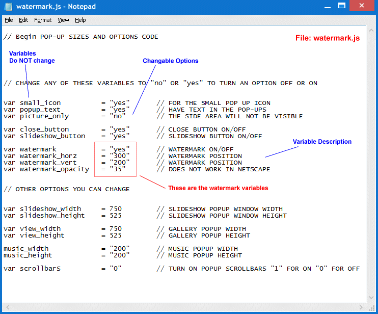 Auto Watermark Variables